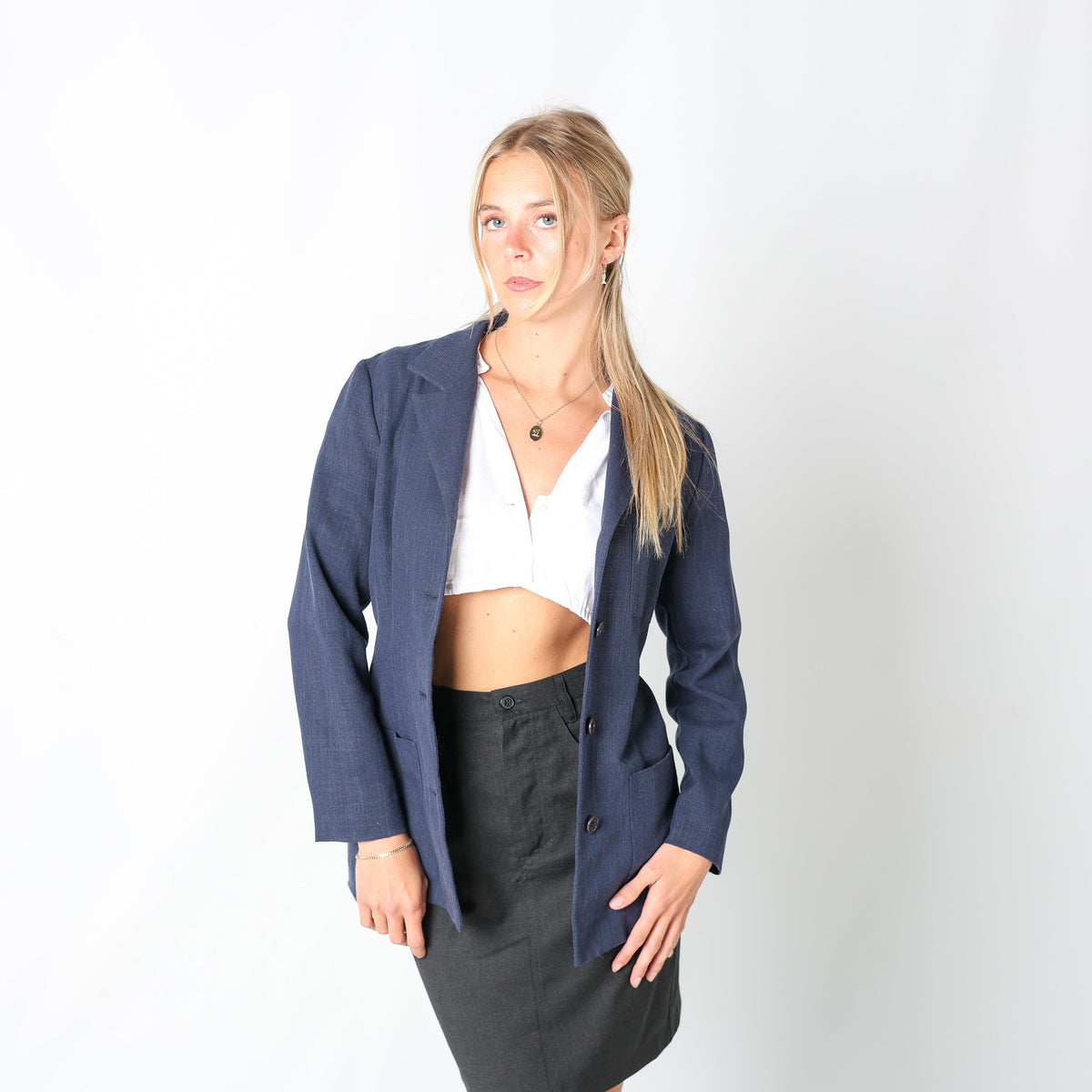 Navy Blue Y2K Max&Co. Blazer (6)