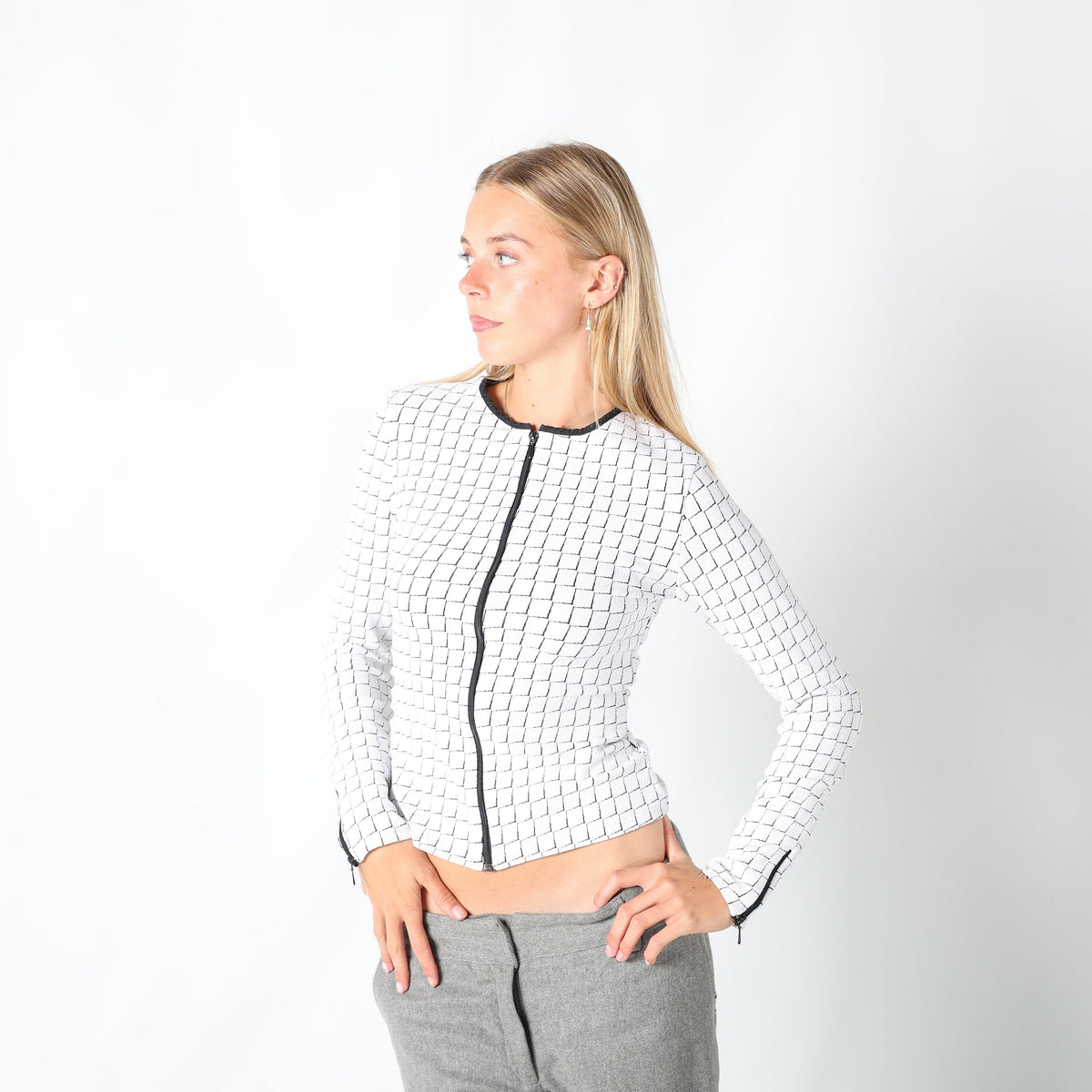 Ivory Y2K Rayure Woven Jacket (S)