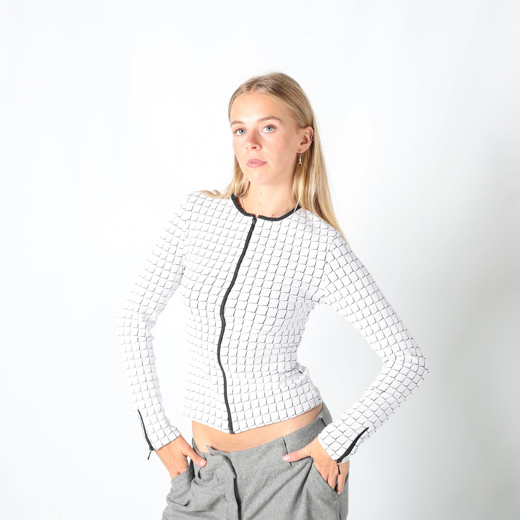 Ivory Y2K Rayure Woven Jacket (S)