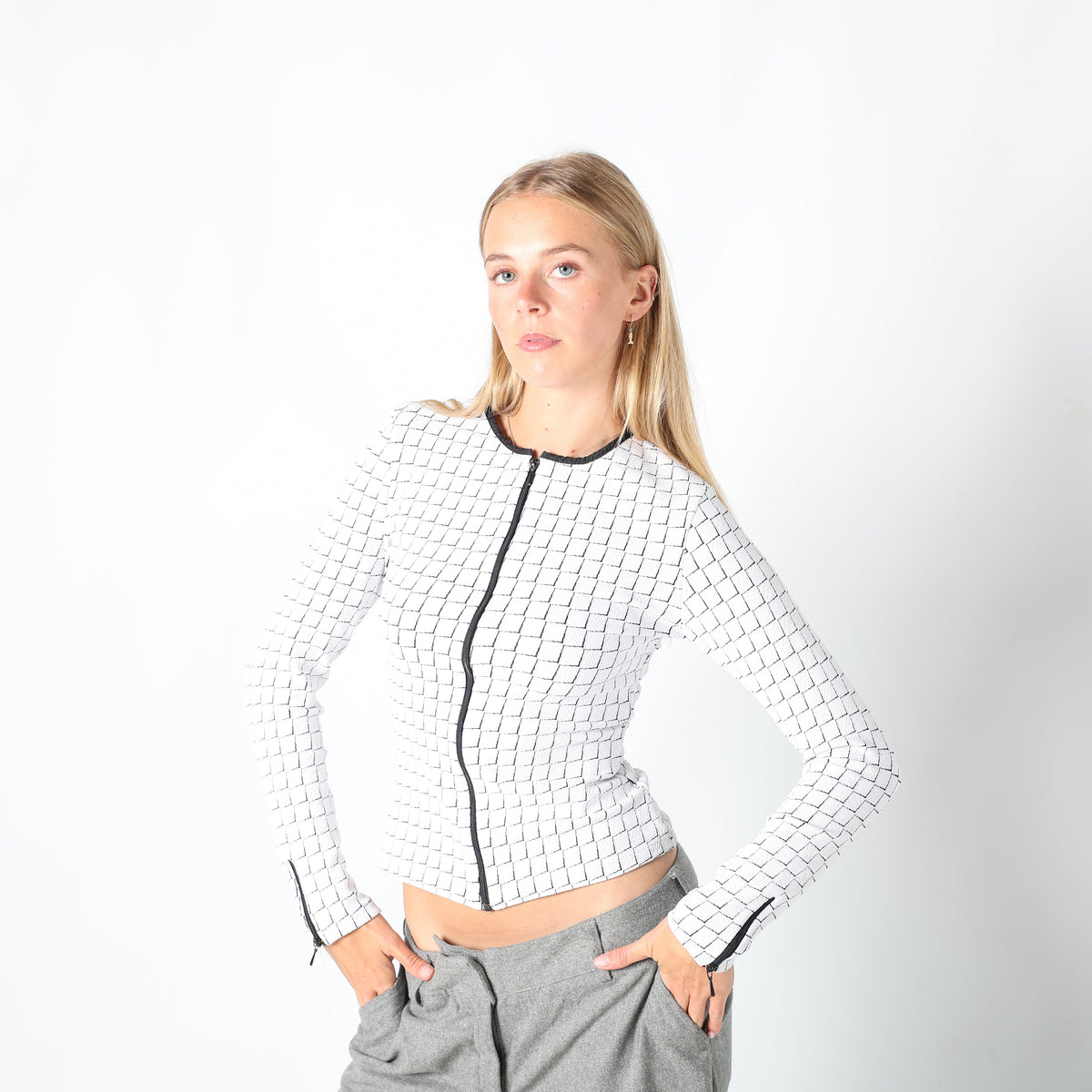 Ivory Y2K Rayure Woven Jacket (S)