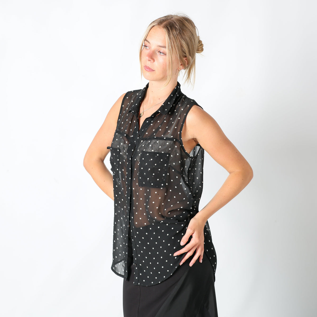 Black Y2K Pimkie Blouse Sheer (L)