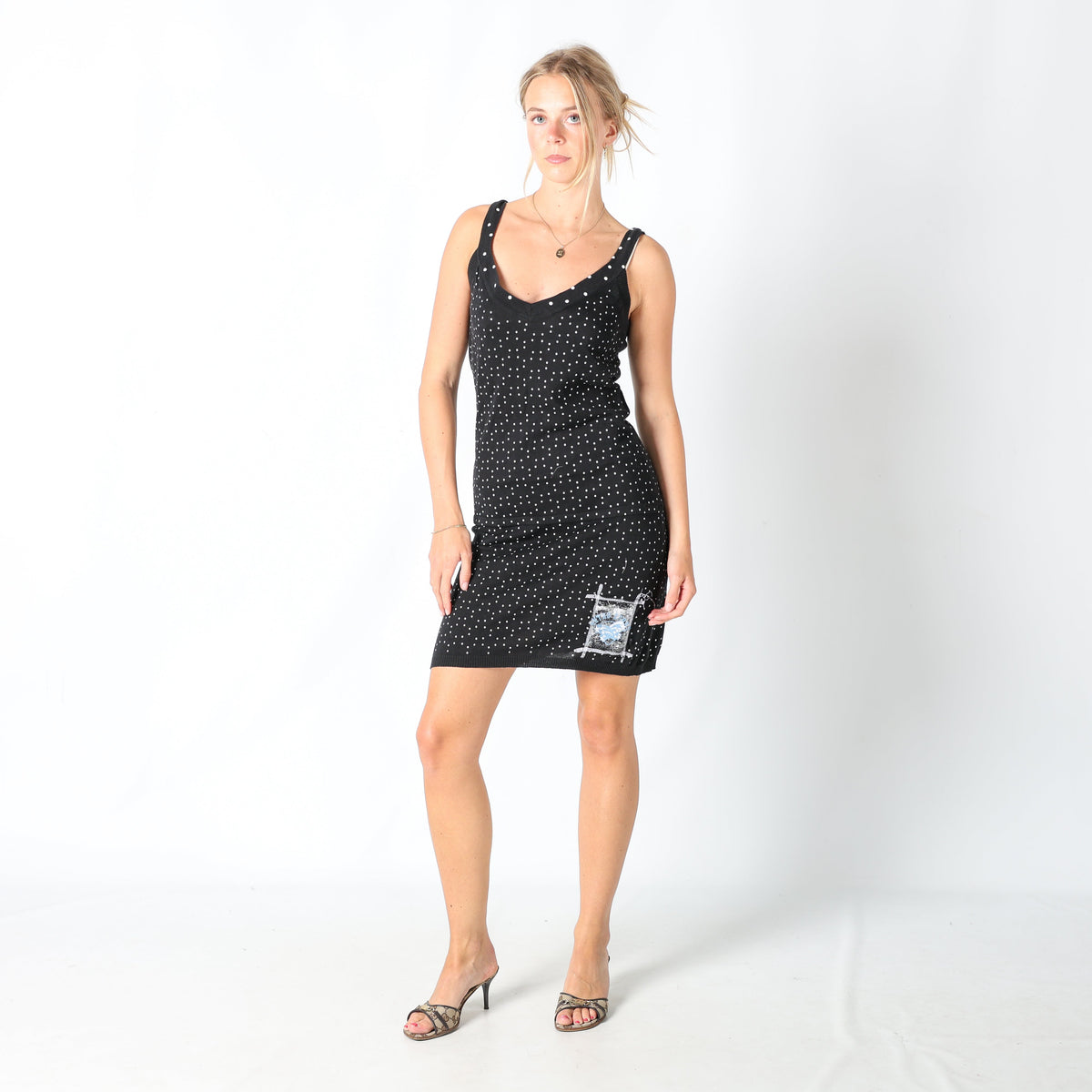 Black Y2K ONLY Printed Woven Midi Dress (M)
