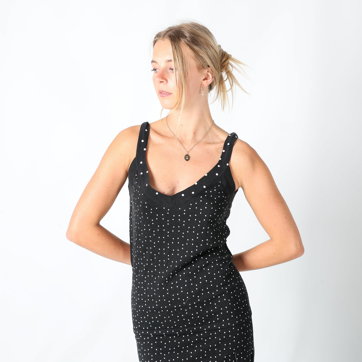 Black Y2K ONLY Printed Woven Midi Dress (M)