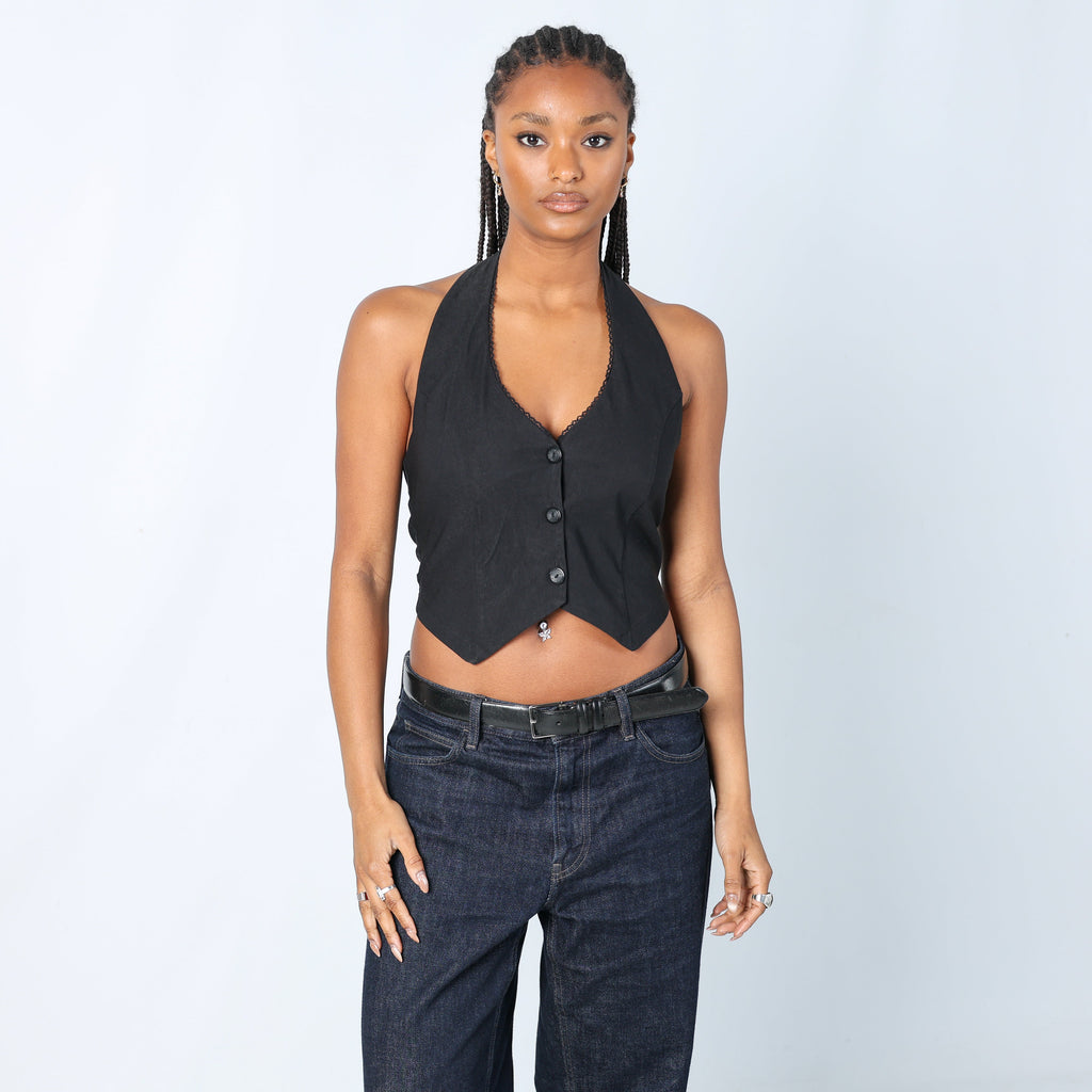 Black Y2K Orsay Cami Halter Neck (S)