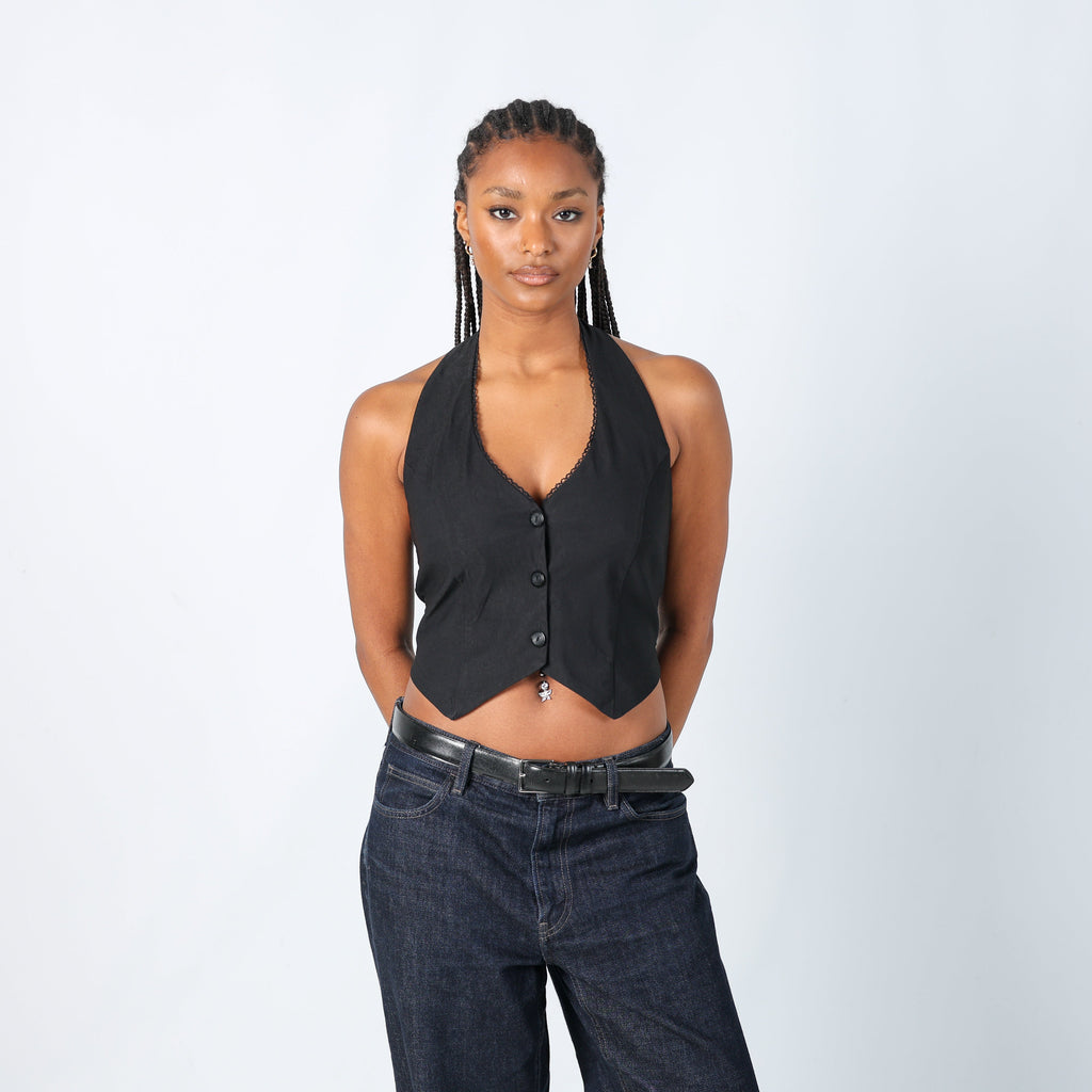 Black Y2K Orsay Cami Halter Neck (S)