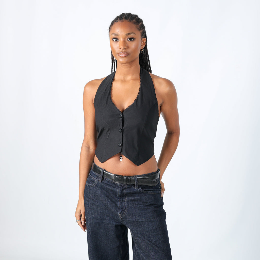 Black Y2K Orsay Cami Halter Neck (S)