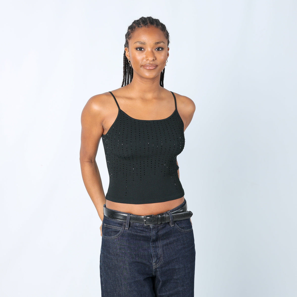 Black Y2K Just Woman Cami Sparkle Detail (S)