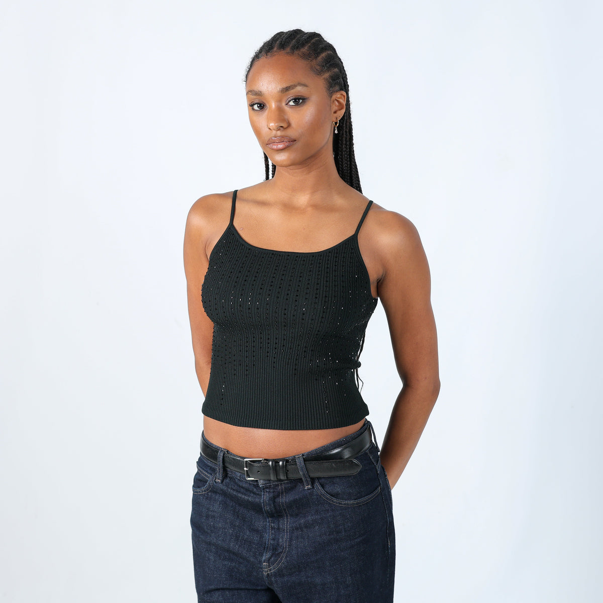Black Y2K Just Woman Cami Sparkle Detail (S)