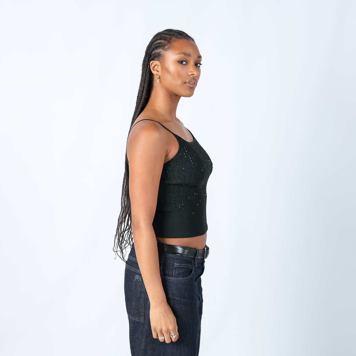 Black Y2K Just Woman Cami Sparkle Detail (S)