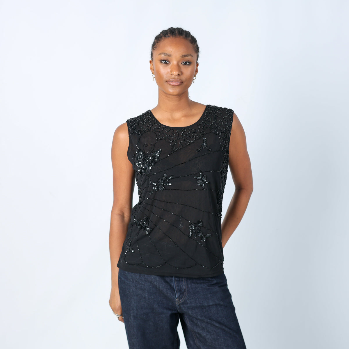 Black Y2K Conos Cami Embellished (L)