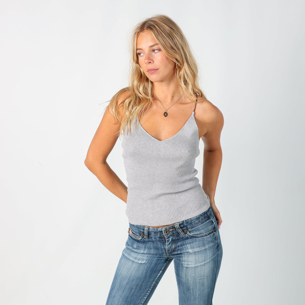 Light Grey Y2K Tally Weijl Cami (S)