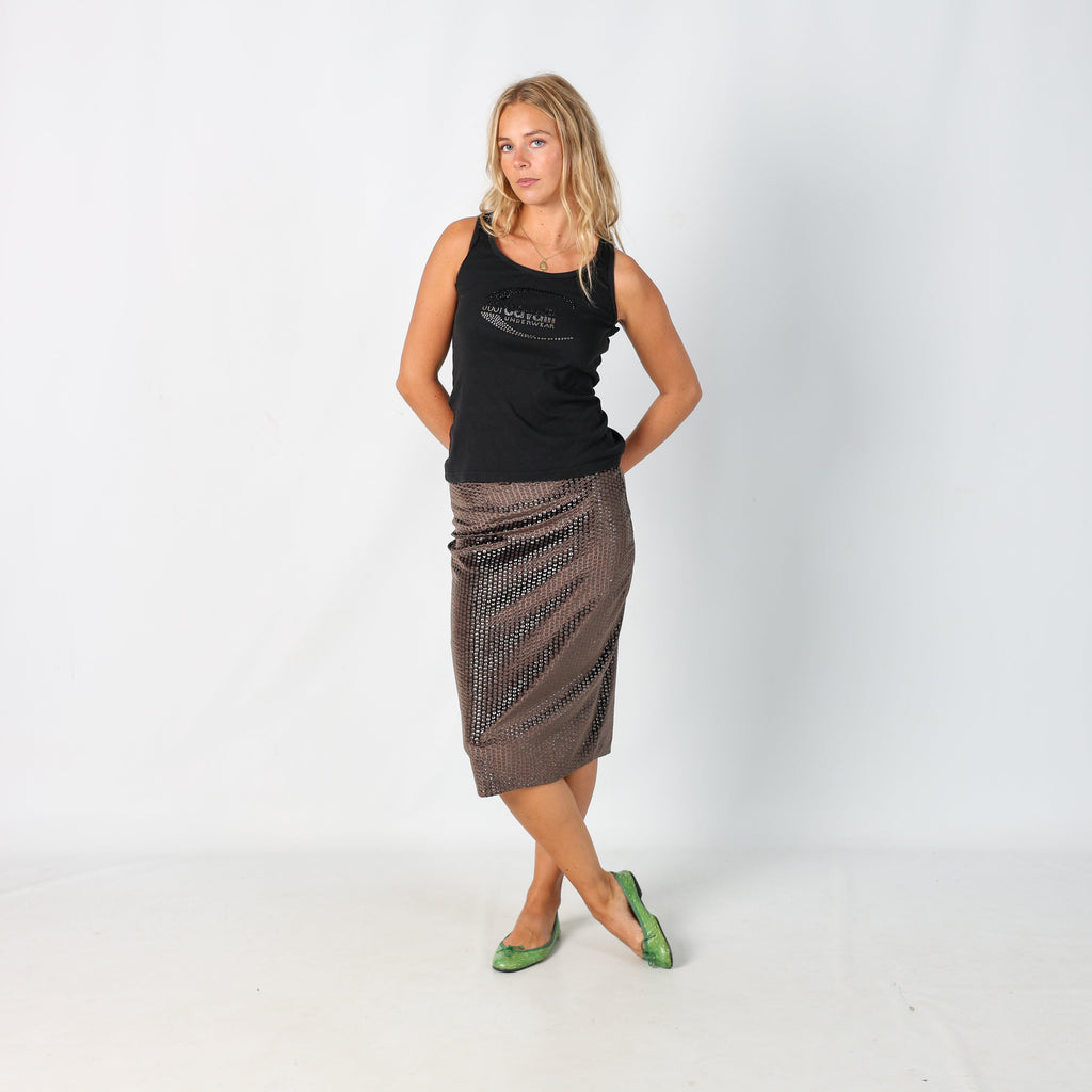 Brown Y2K Woven Midi Skirt Sequin (S)