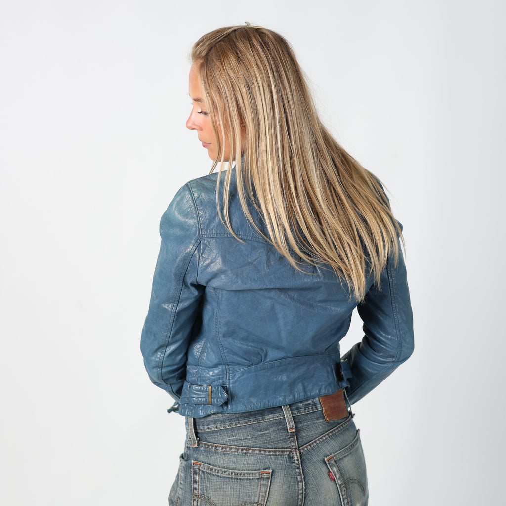 Blue 90s Guess Jeans Leather Jacket (S)