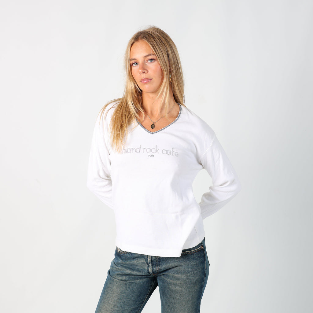 Ivory Y2K HardRock Cafe Long Sleeve Top (L)