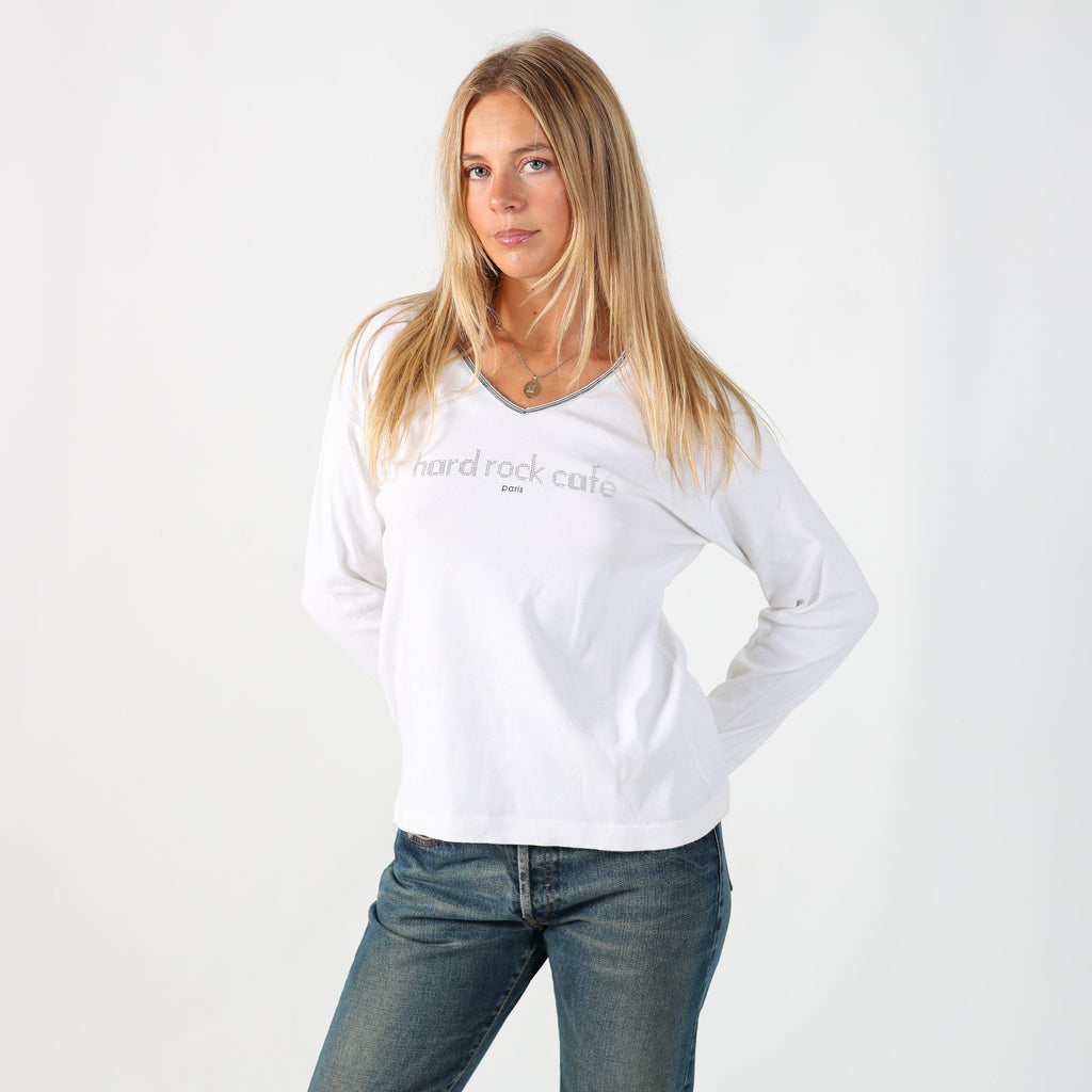 Ivory Y2K HardRock Cafe Long Sleeve Top (L)