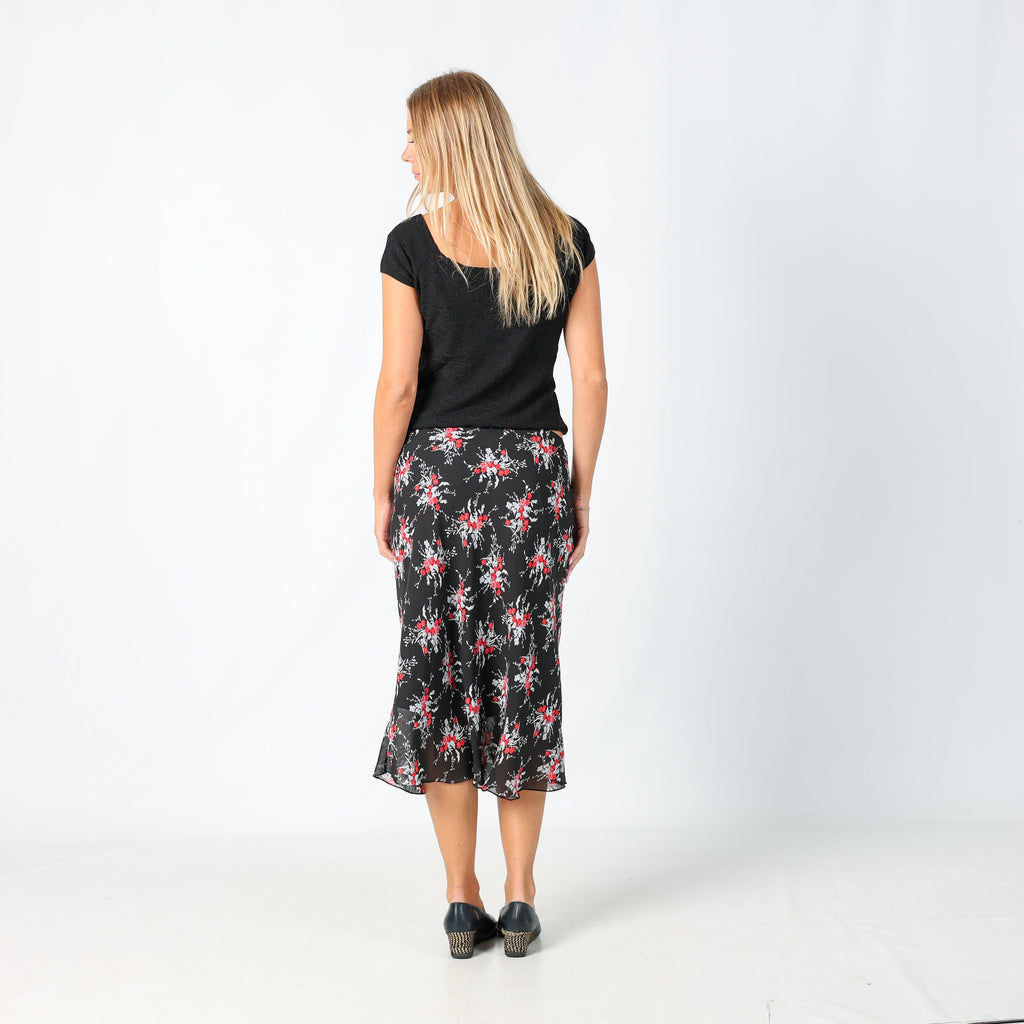 Black Y2K Woven Maxi Skirt Floral (M)