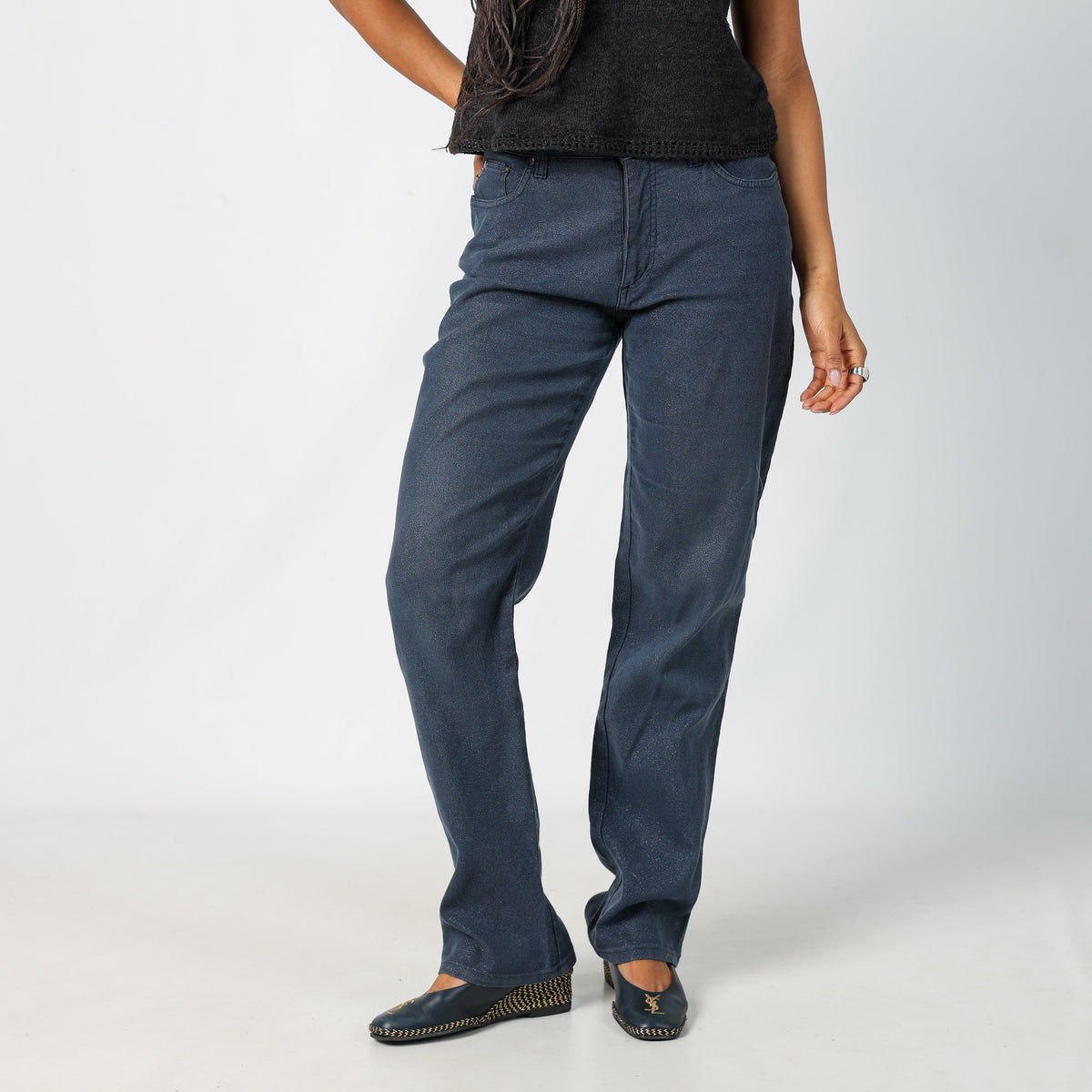 Navy Blue 90s Roberto Cavalli Straight Jeans Sparkle (10)