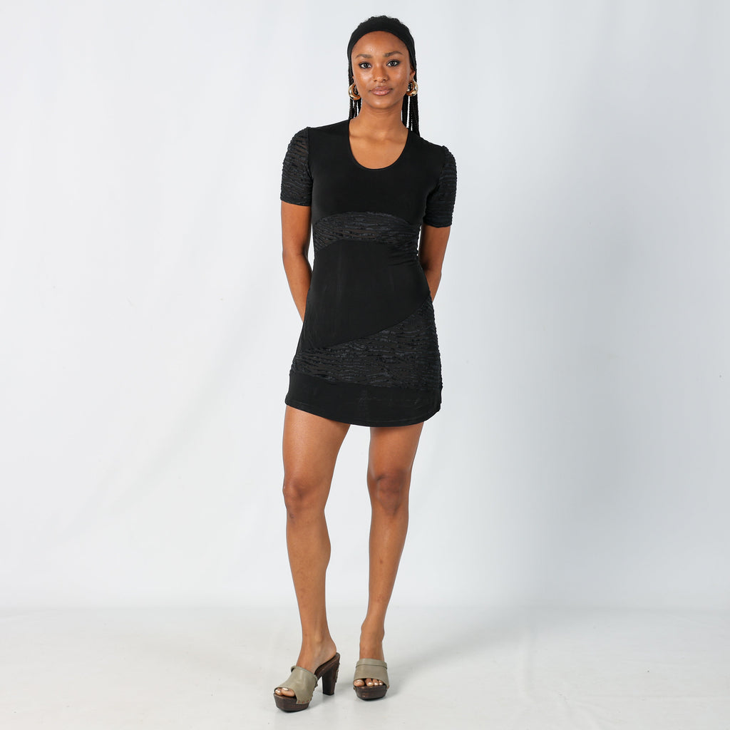 Black Y2K Woven Midi Dress (S)