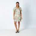 Turquoise Y2K Printed Woven Midi Dress Floral (M)