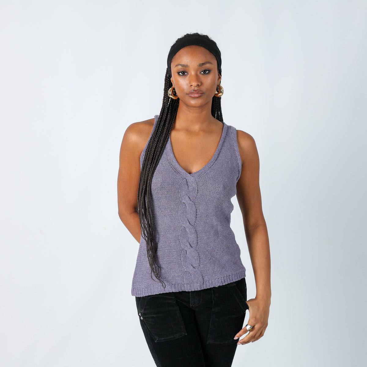 Lilac Purple Y2K NuoPai Knitted Top (M)
