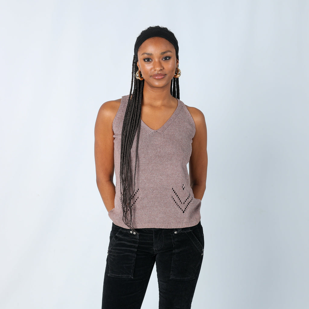 Brown Y2K NuoPai Knitted Top (M)