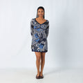 Navy Blue Y2K Printed Woven Midi Dress Floral (S)
