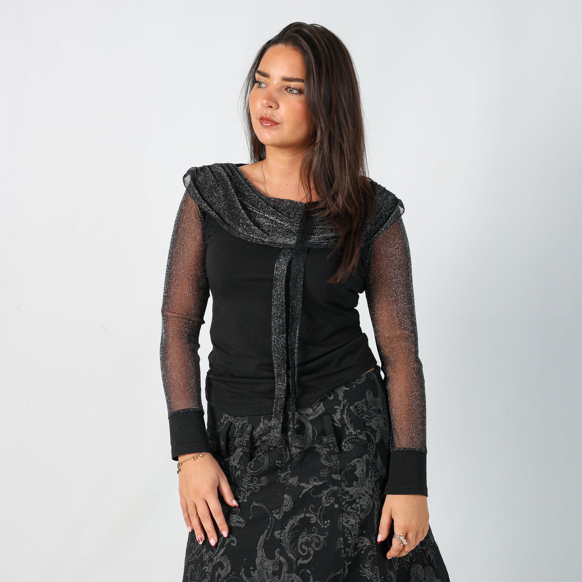 Black Y2K Yipeng Blouse Sparkle (M)