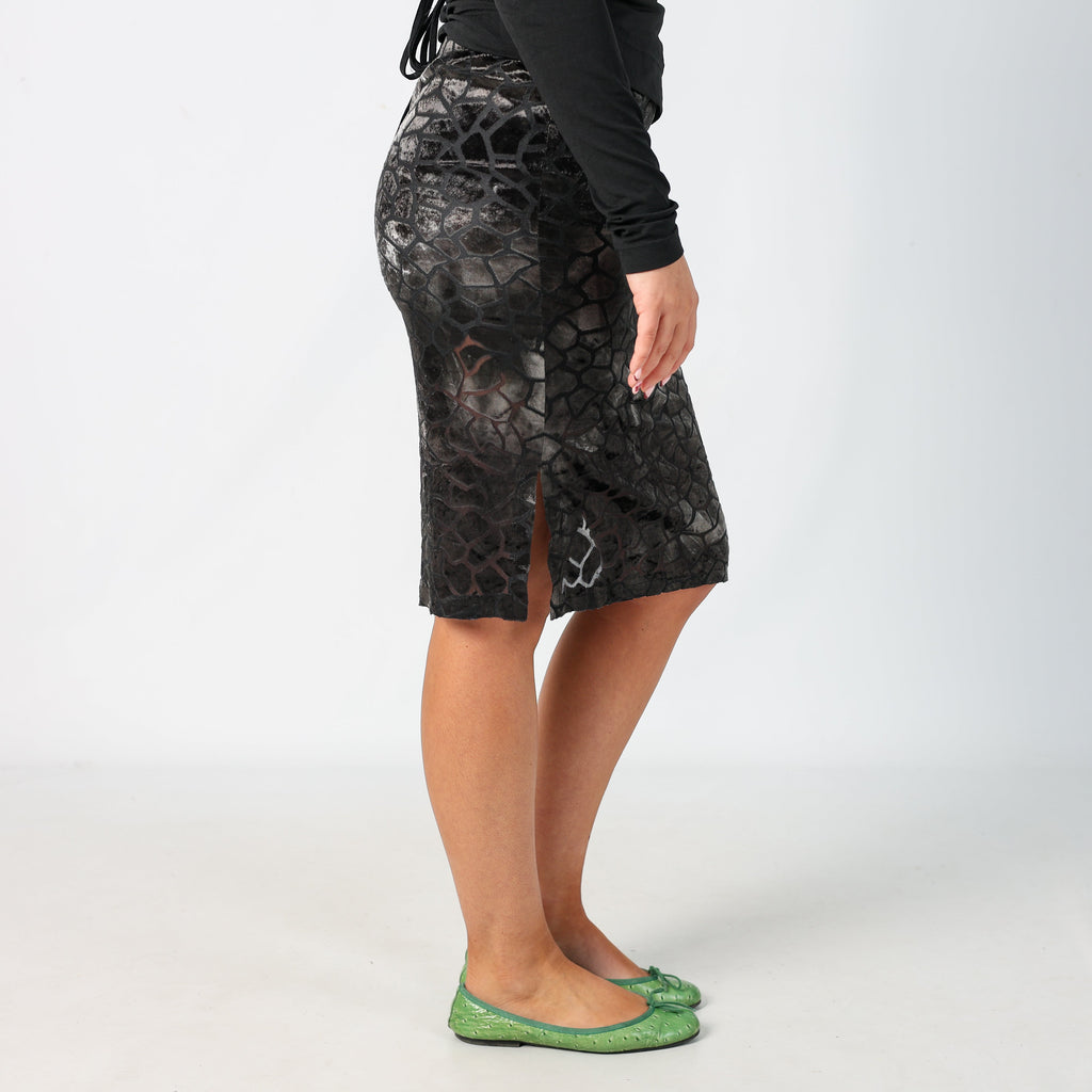 Black Y2K Woven Midi Skirt (S)
