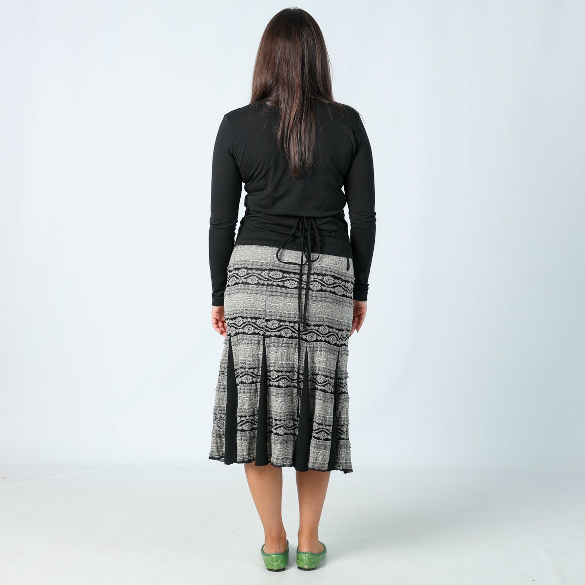 Grey Y2K Woman's Image Woven Maxi Skirt (M)
