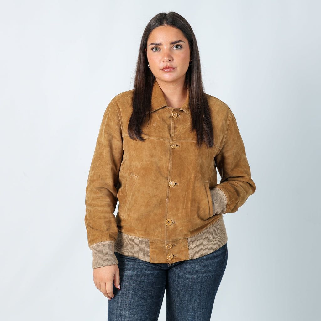 Tan Y2K Santantonio S. Giuliano Suede Jacket (L)
