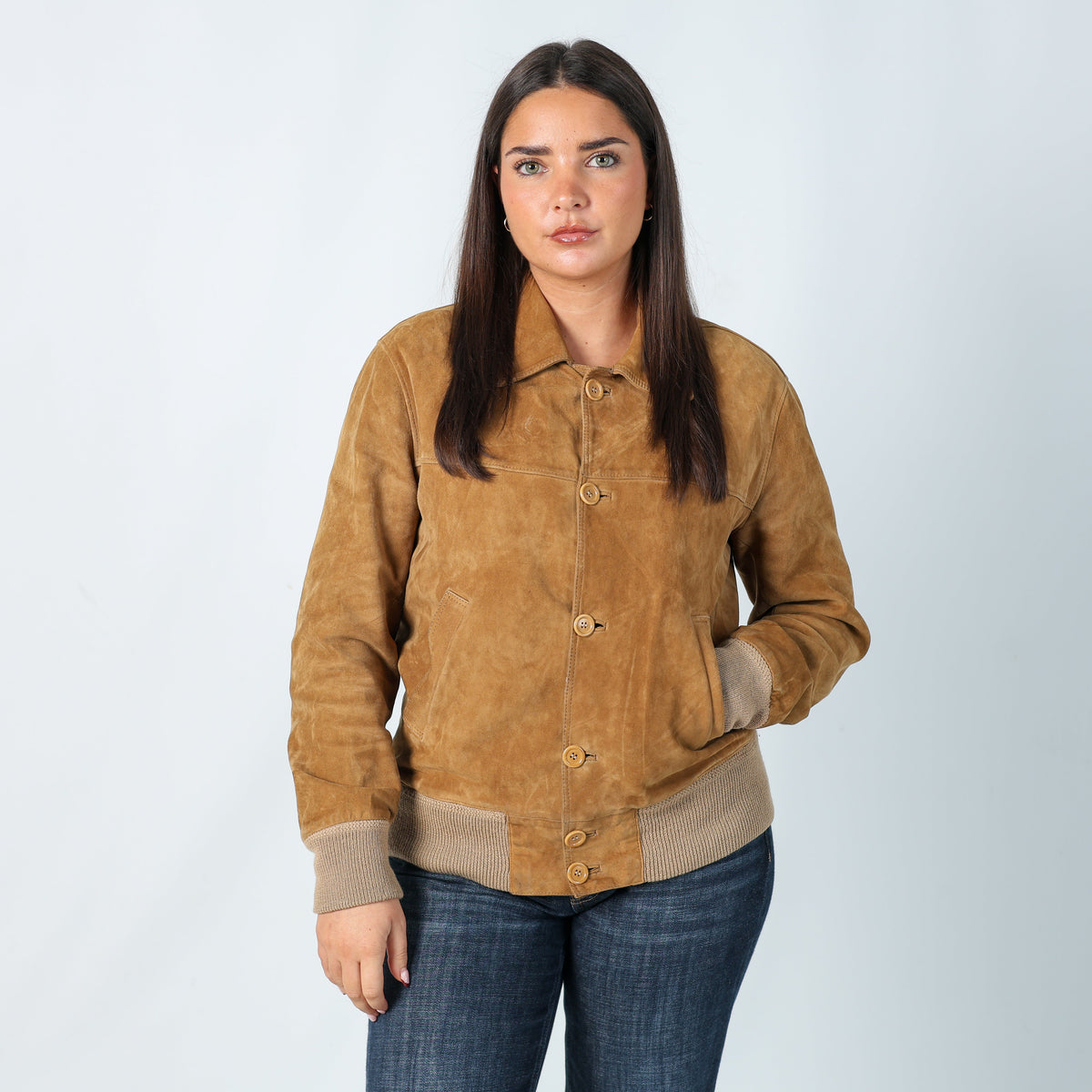 Tan Y2K Santantonio S. Giuliano Suede Jacket (L)
