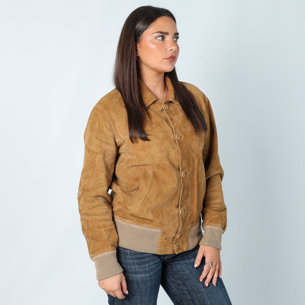 Tan Y2K Santantonio S. Giuliano Suede Jacket (L)