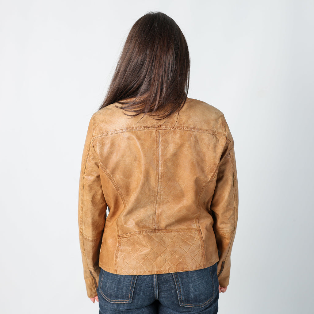 Tan Y2K David Moore Leather Jacket (L)