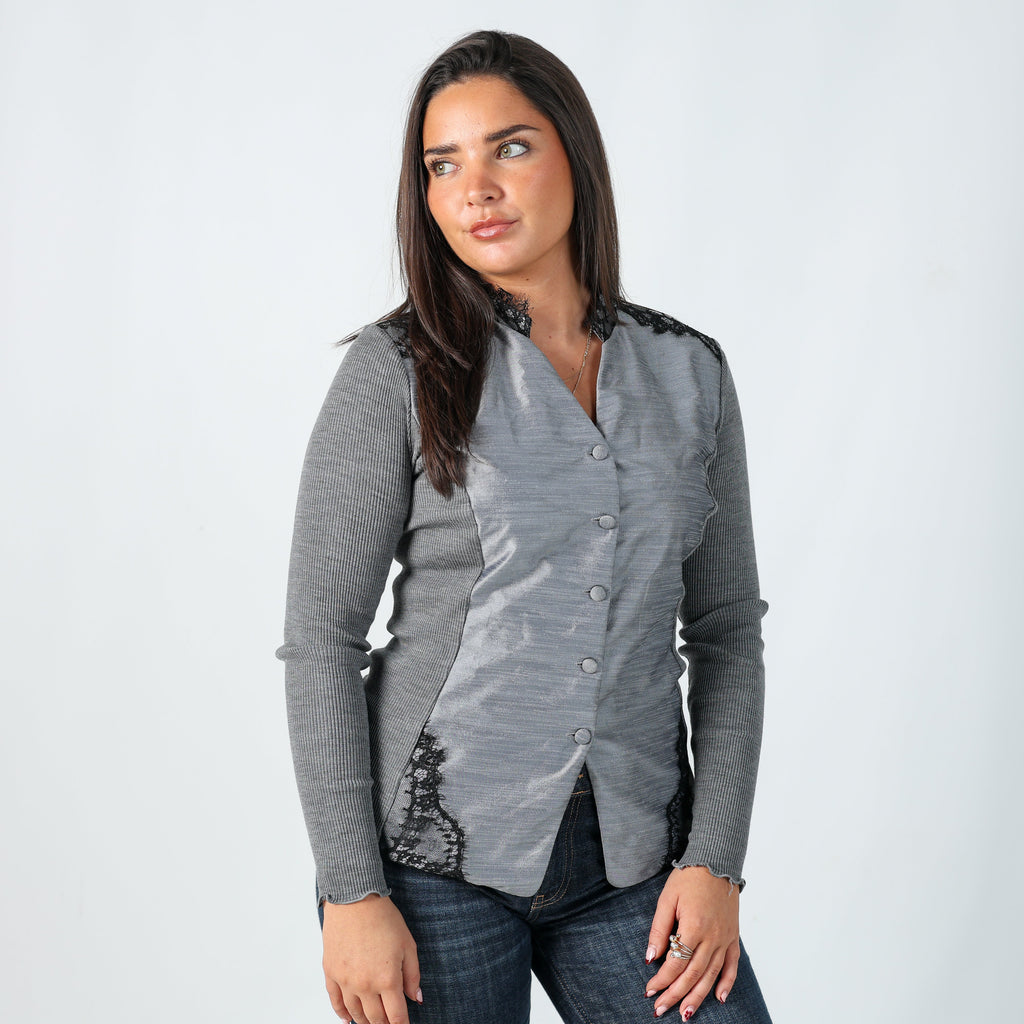 Grey Y2K Oscalito Long Sleeve Top (S)