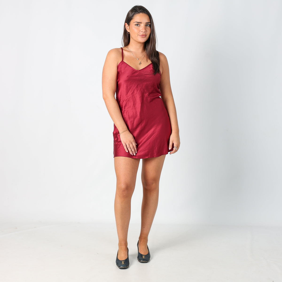 Burgundy Red Y2K Woven Mini Dress (S)