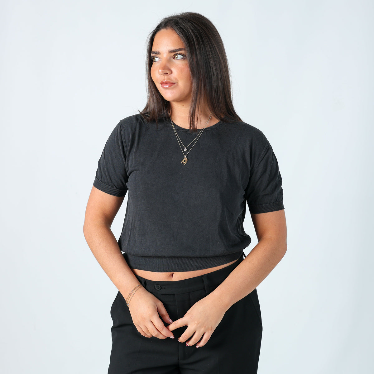 Charcoal Grey Y2K Dolce & Gabbana Woven Top (20)