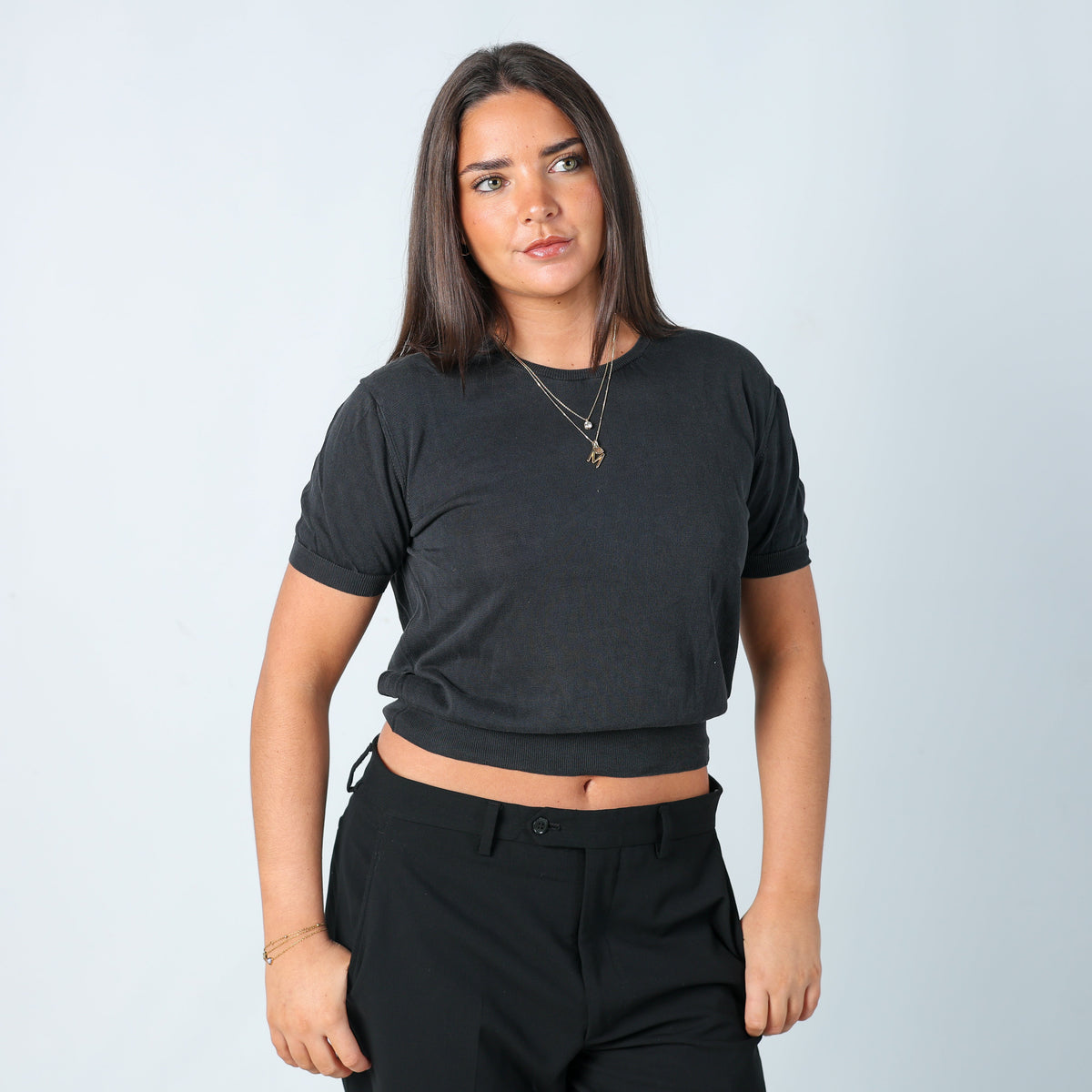 Charcoal Grey Y2K Dolce & Gabbana Woven Top (20)