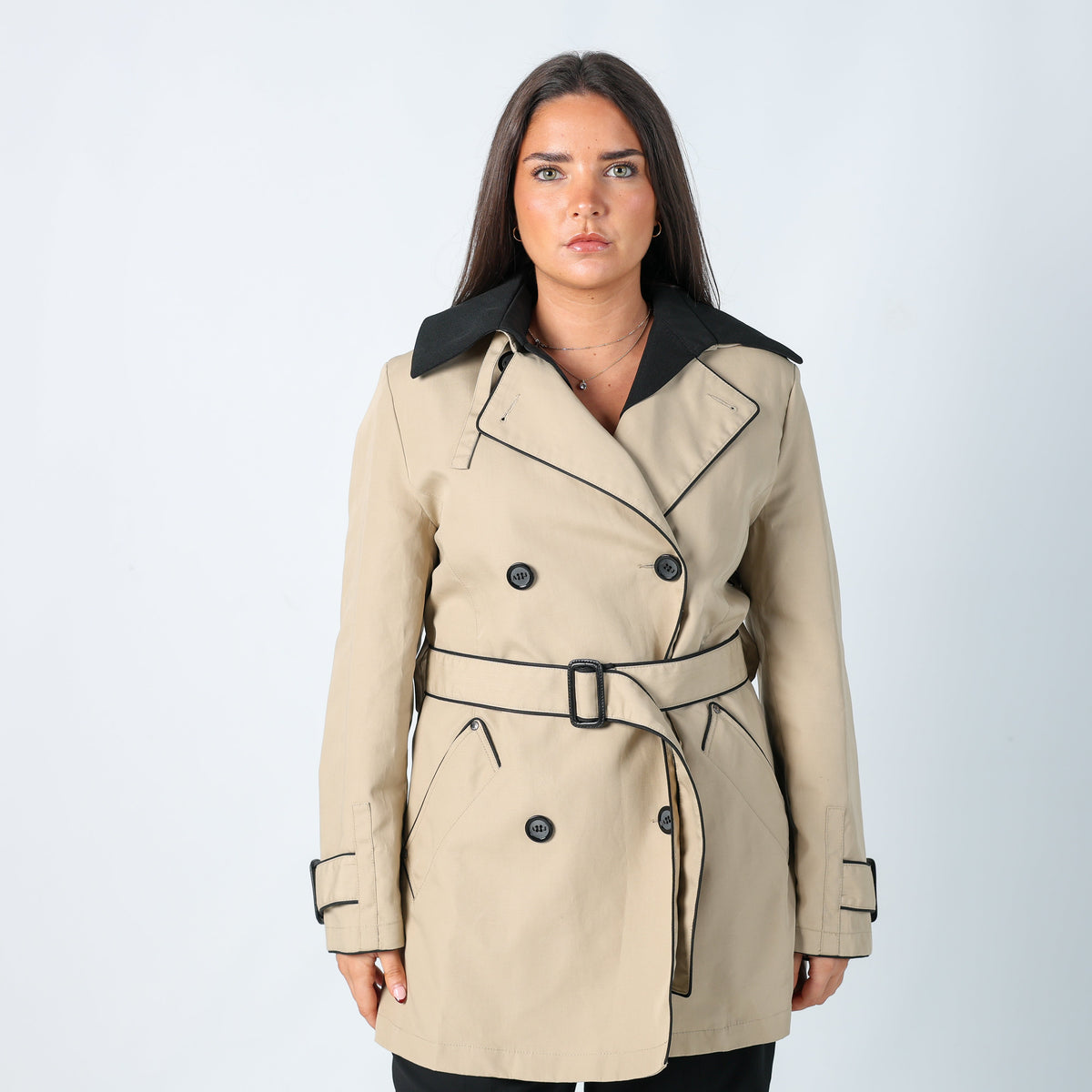 Beige Y2K Armani Jeans Trench Coat (12)