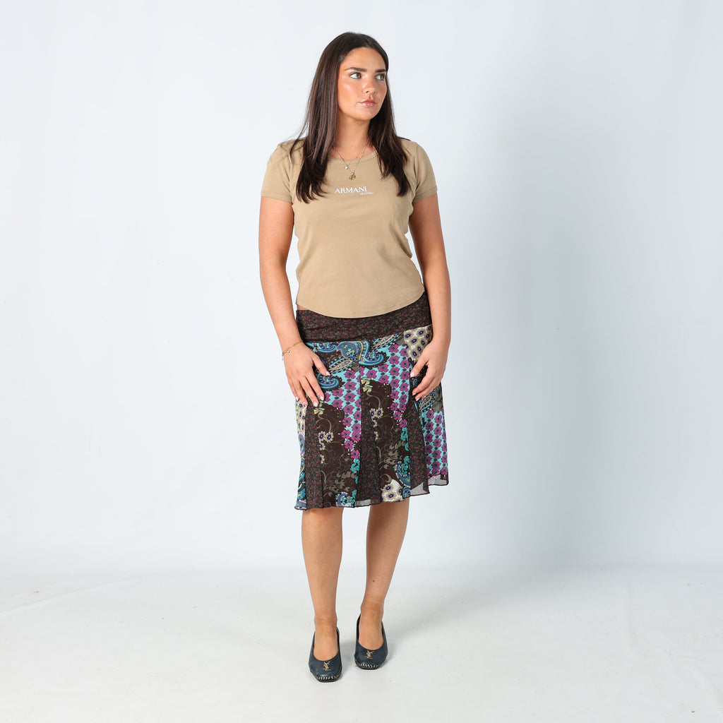 Brown Y2K Rainbow Woven Midi Skirt (8)