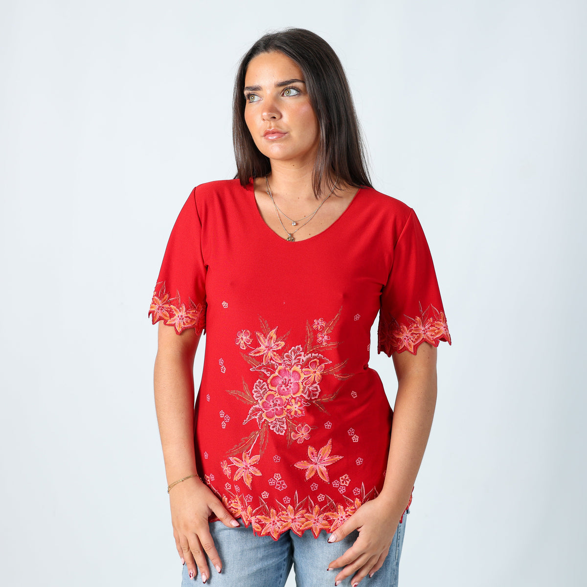 Red Y2K T-shirt Beaded (M)