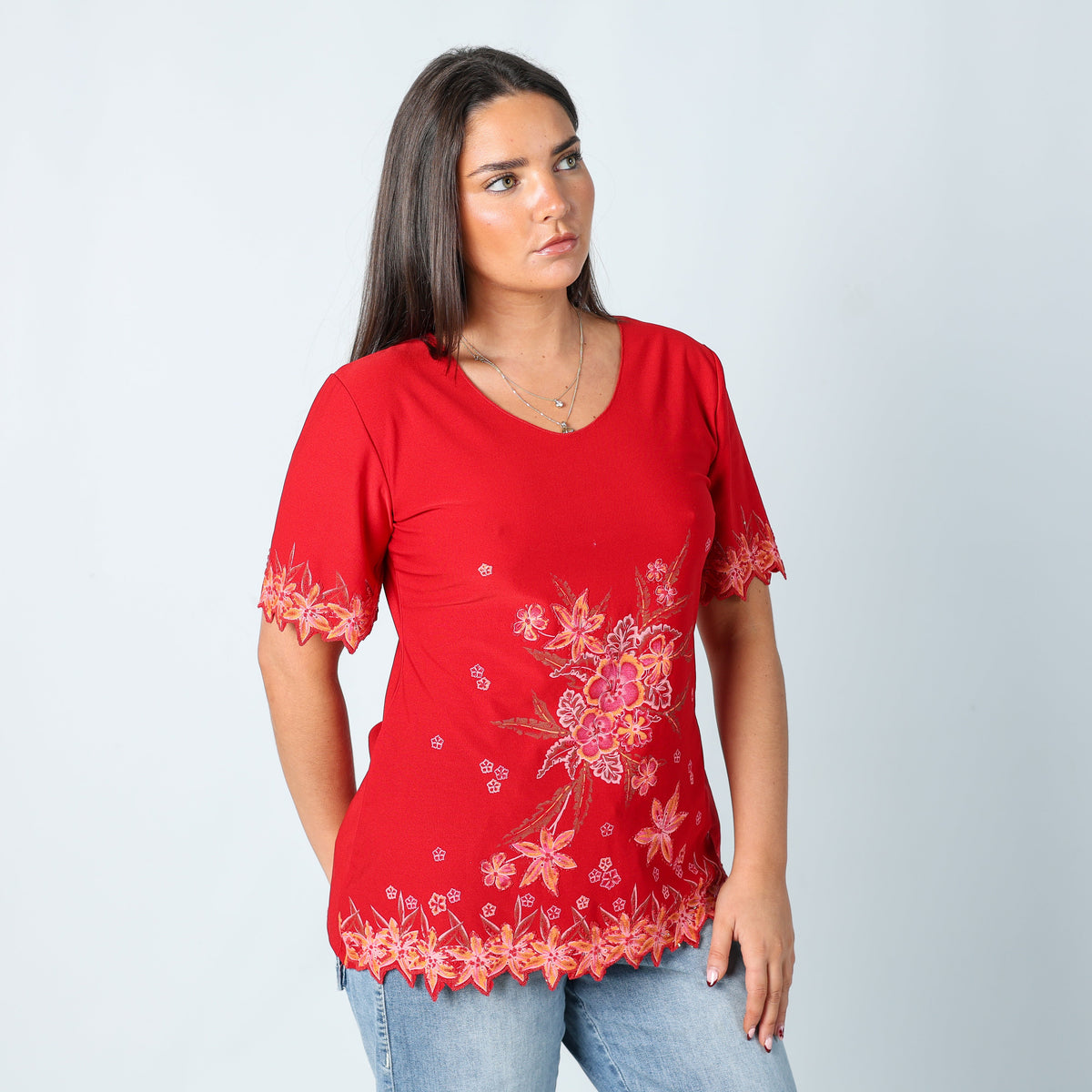 Red Y2K T-shirt Beaded (M)
