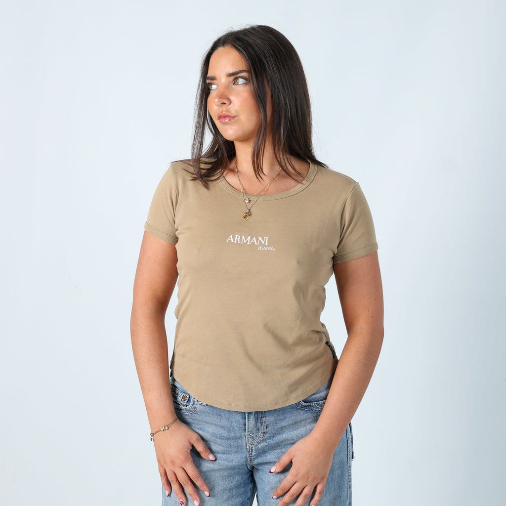 Beige Y2K Armani Jeans T-shirt (M)