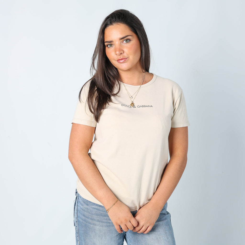 Beige Y2K Dolce & Gabbana T-shirt (M)