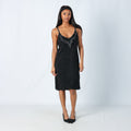 Black Y2K Embroidered Midi Dress Beaded (S)