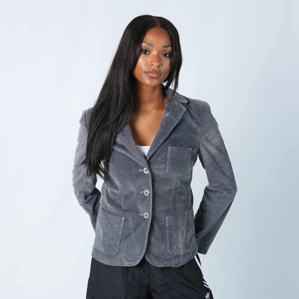 Blue Y2K Moschino Cord Jacket white stiching (16)