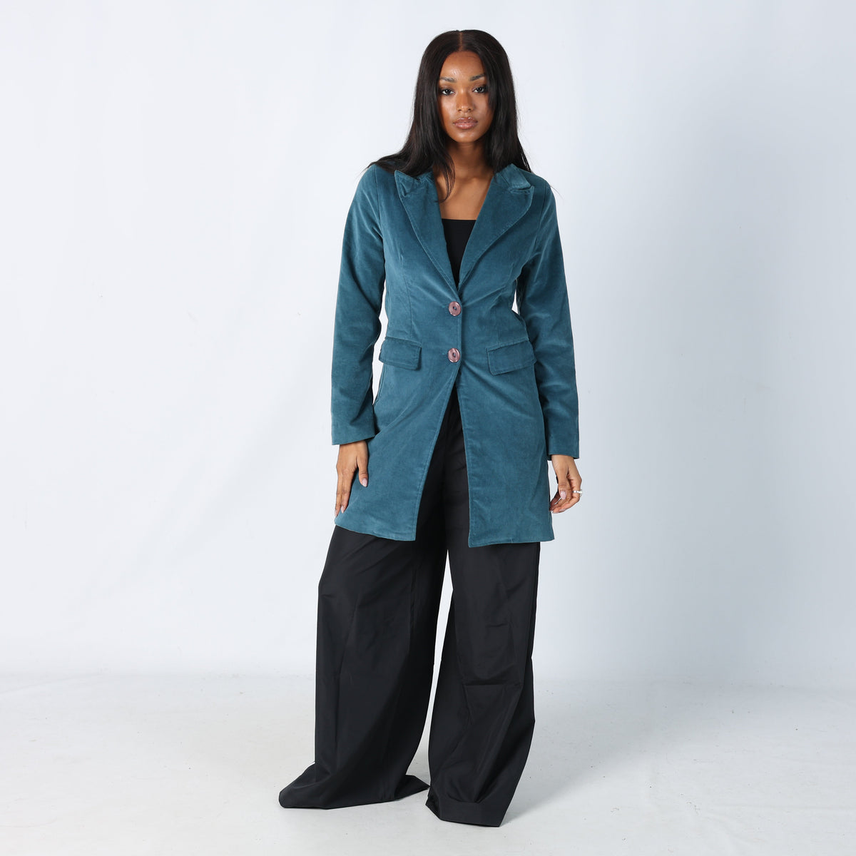 Turquoise Y2K Pea Coat (M)