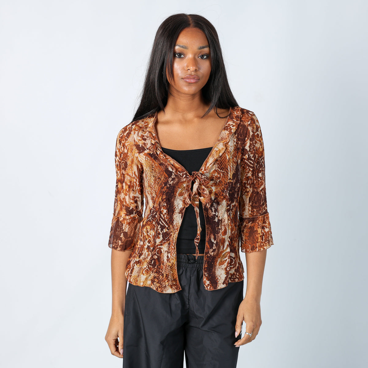 Multicoloured Y2K Mesh Top tie at front (14)
