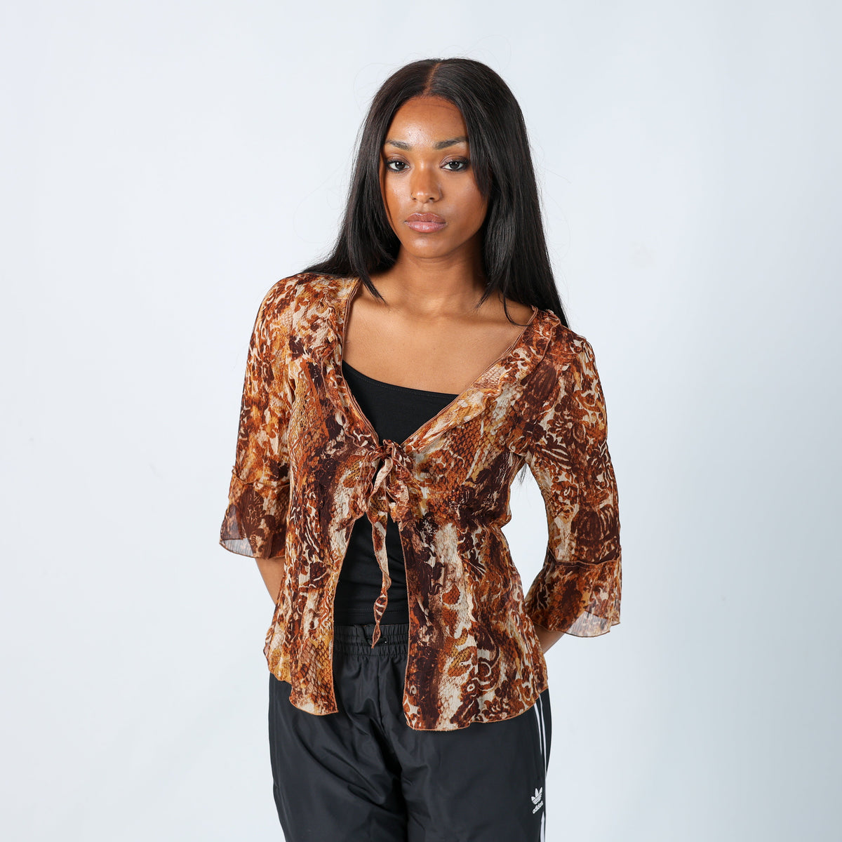 Multicoloured Y2K Mesh Top tie at front (14)