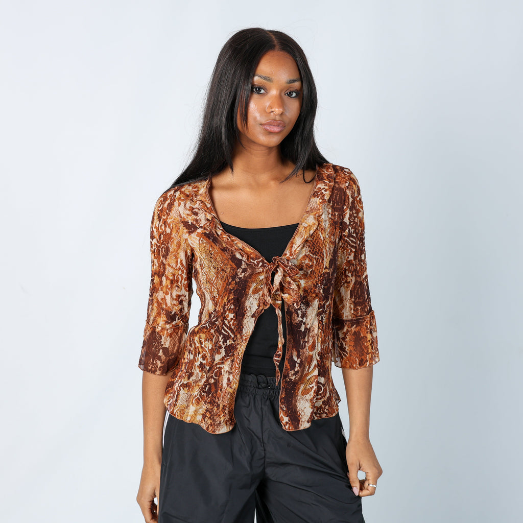 Multicoloured Y2K Mesh Top tie at front (14)