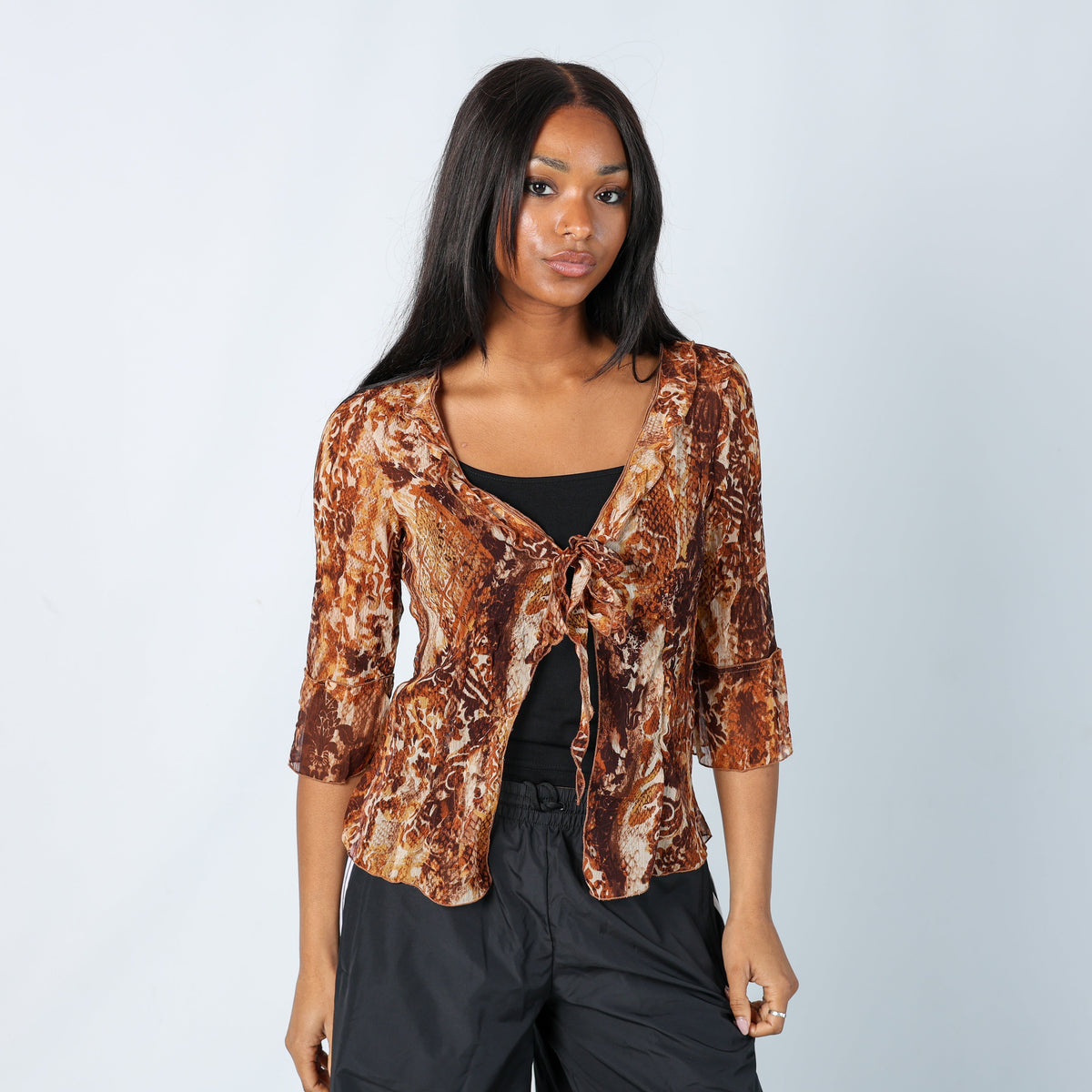 Multicoloured Y2K Mesh Top tie at front (14)